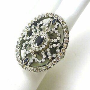 Armenta Sterling Silver with Diamond and Sapphire Cocktail Ring